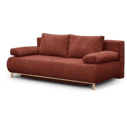 Banquette convertible 3 places MIKA - Velours côtelé Terracotta - Co