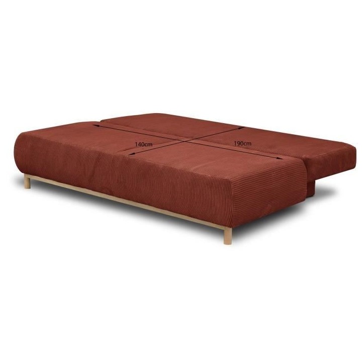 Banquette convertible 3 places MIKA - Velours côtelé Terracotta - Coffre de rangement - L 192 x H 84 x P 93 cm Banquette convertible 3 places MIKA - Velours côtelé Terracotta - Coffre de rangement - L 192 x H 84 x P 93 cm