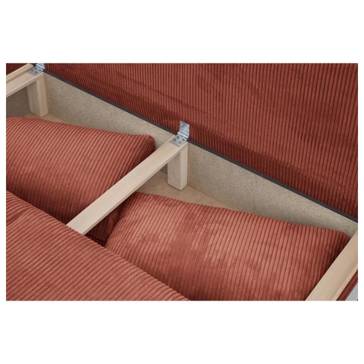 Banquette convertible 3 places MIKA - Velours côtelé Terracotta - Coffre de rangement - L 192 x H 84 x P 93 cm Banquette convertible 3 places MIKA - Velours côtelé Terracotta - Coffre de rangement - L 192 x H 84 x P 93 cm