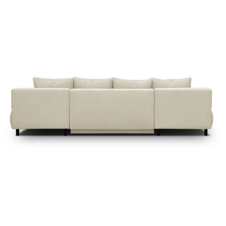 Canapé panoramique convertible - 6 places - MIKA - Velours côtelé Beige - Coffre de rangement - 313 x 84 x 145 cm Canapé panoramique convertible - 6 places - MIKA - Velours côtelé Beige - Coffre de rangement - 313 x 84 x 145 cm