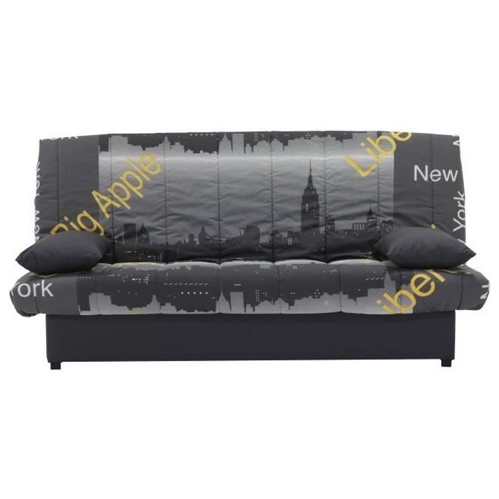 Banquette clic clac 3 places - Motif New York jaune - Style Contemporain - L 190 x P92 cm - MILA Banquette clic clac 3 places - Motif New York jaune - Style Contemporain - L 190 x P92 cm - MILA