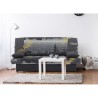 Banquette clic clac 3 places - Motif New York jaune - Style Contempora