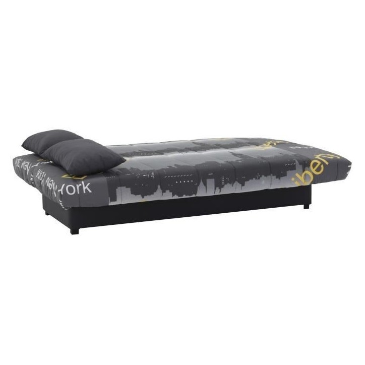 Banquette clic clac 3 places - Motif New York jaune - Style Contemporain - L 190 x P92 cm - MILA Banquette clic clac 3 places - Motif New York jaune - Style Contemporain - L 190 x P92 cm - MILA