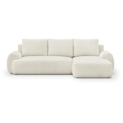 Canapé d'angle droit convertible 4/5 places MILO - Tissu bouclette be