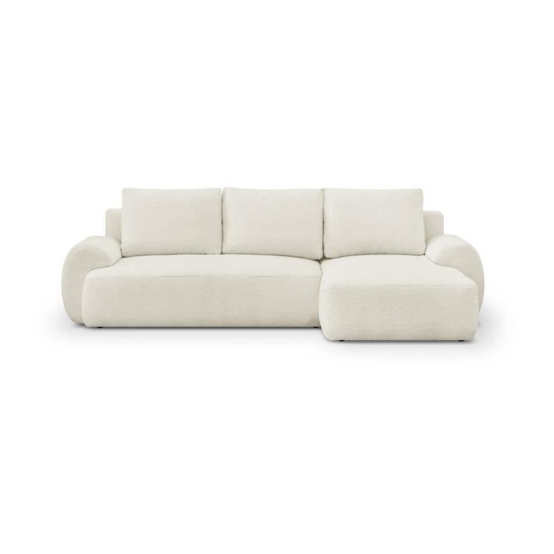 Canapé d'angle droit convertible 4/5 places MILO - Tissu bouclette be Canapé d'angle droit convertible 4/5 places MILO - Tissu bouclette be