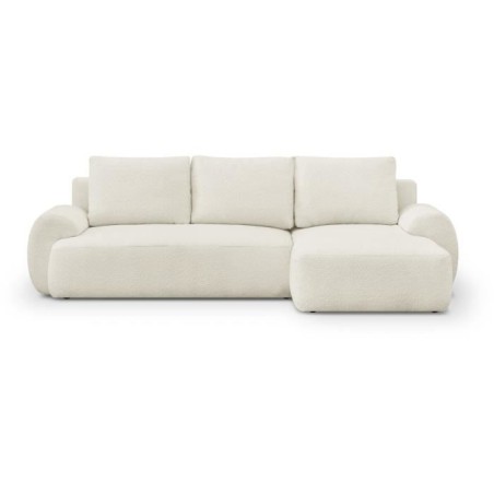 Canapé d'angle droit convertible 4/5 places MILO - Tissu bouclette be