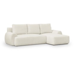 Canapé d'angle droit convertible 4/5 places MILO - Tissu bouclette be