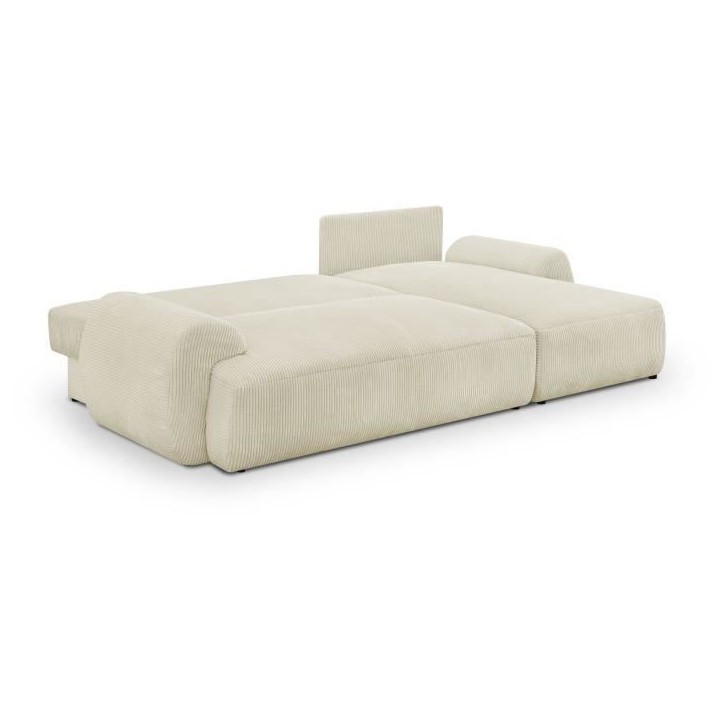 Canapé d'angle droit convertible 4/5 places MILO - Velours côtelés beige - Coffre de rangement - L 264 x H 84 x P 99/145 cm Canapé d'angle droit convertible 4/5 places MILO - Velours côtelés beige - Coffre de rangement - L 264 x H 84 x P 99/145 cm