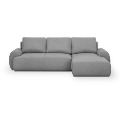 Canapé d'angle droit convertible MILO 4/5 places - Tissu gris - Coffr