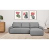 Canapé d'angle droit convertible MILO 4/5 places - Tissu gris - Coffr