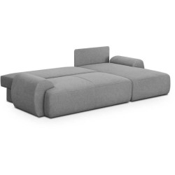 Canapé d'angle droit convertible MILO 4/5 places - Tissu gris - Coffr
