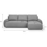 Canapé d'angle droit convertible MILO 4/5 places - Tissu gris - Coffr