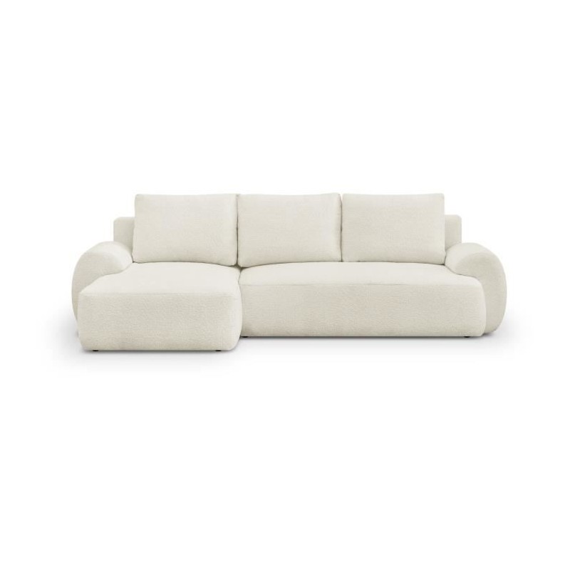 Canapé d'angle gauche convertible 4/5 places MILO - Tissu bouclette b Canapé d'angle gauche convertible 4/5 places MILO - Tissu bouclette b