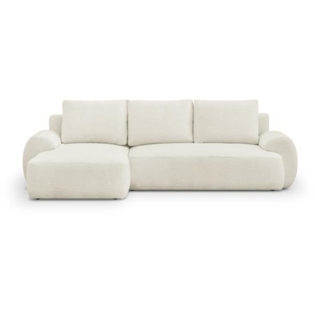 Canapé d'angle gauche convertible 4/5 places MILO - Tissu bouclette b