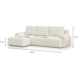 Canapé d'angle gauche convertible 4/5 places MILO - Tissu bouclette b