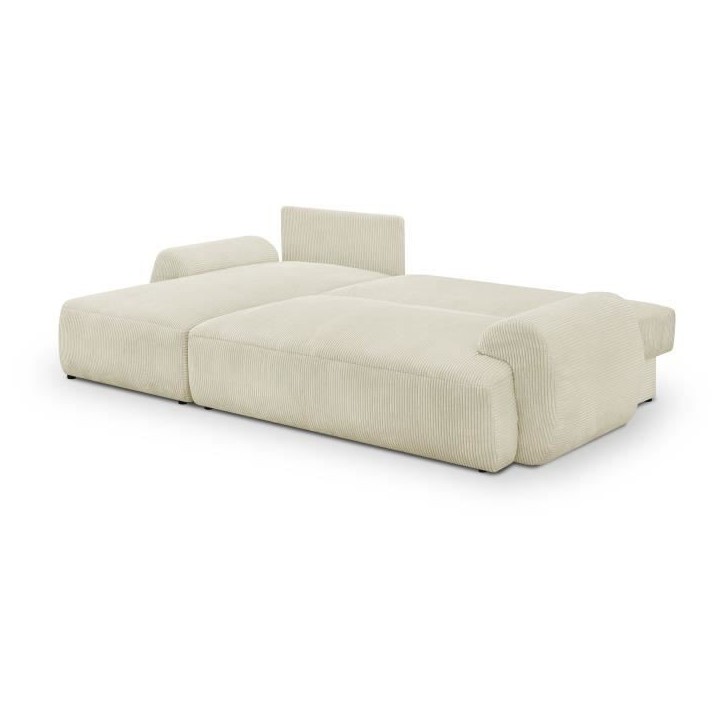 Canapé d'angle gauche convertible 4/5 places MILO - Velours côtelés beige - Coffre de rangement - L 264 x H 84 x P 99/145 cm Canapé d'angle gauche convertible 4/5 places MILO - Velours côtelés beige - Coffre de rangement - L 264 x H 84 x P 99/145 cm