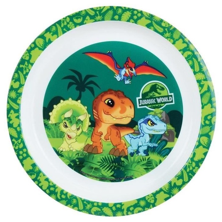JURASSIC WORLD - Lot vaisselle pour enfant avec verre, assiette creuse, assiette, couverts, gourde et boite gouter JURASSIC WORLD - Lot vaisselle pour enfant avec verre, assiette creuse, assiette, couverts, gourde et boite gouter