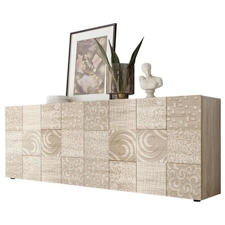Buffet - MIRONA - 4 portes - Chene Samoa avec serigraphie - 241 x 43 x 84 cm Buffet - MIRONA - 4 portes - Chene Samoa avec serigraphie - 241 x 43 x 84 cm