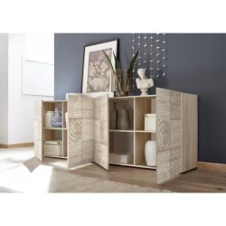 Buffet - MIRONA - 4 portes - Chene Samoa avec serigraphie - 241 x 43 x