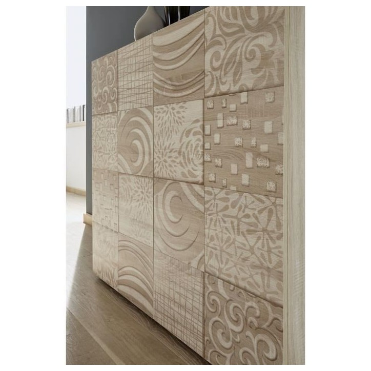 Buffet - MIRONA - 4 portes - Chene Samoa avec serigraphie - 241 x 43 x 84 cm Buffet - MIRONA - 4 portes - Chene Samoa avec serigraphie - 241 x 43 x 84 cm