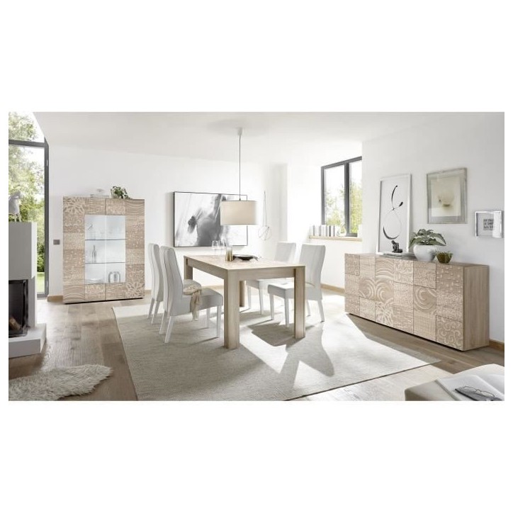 Buffet - MIRONA - 4 portes - Chene Samoa avec serigraphie - 241 x 43 x 84 cm Buffet - MIRONA - 4 portes - Chene Samoa avec serigraphie - 241 x 43 x 84 cm