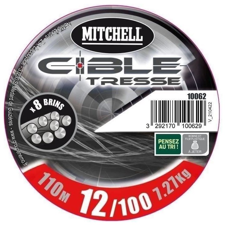 Tresse grise - MITCHELL - 8 brins - 110 m - 15/100