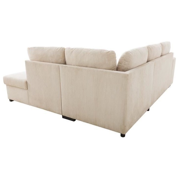 Canapé d'angle convertible réversible - 4/5 places - MITCHELL - Tissu velours côtelé Pearl - Coffre, Poufs - 247 x 205 x 91 Canapé d'angle convertible réversible - 4/5 places - MITCHELL - Tissu velours côtelé Pearl - Coffre, Poufs - 247 x 205 x 91