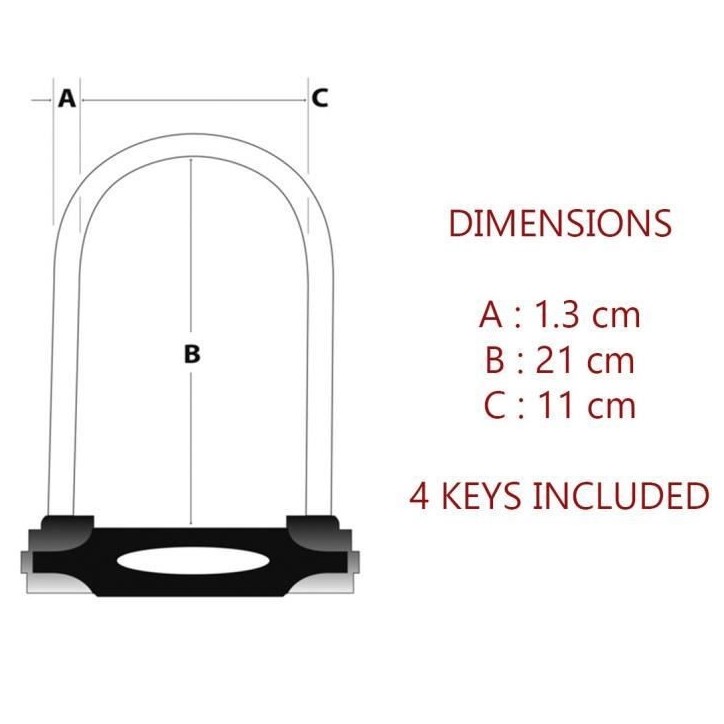 MASTER LOCK Antivol Vélo U [A Clé] [Support de Vélo Universel] [Antivol Certifié] [Rouge] 8195EURDPROCOLR