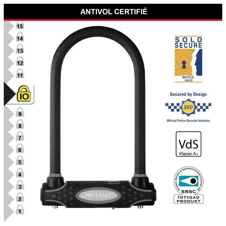 Antivol Vélo U - MASTER LOCK - 8195EURDPROCOLWR - Acier Cémenté, Clé, Rouge Antivol Vélo U - MASTER LOCK - 8195EURDPROCOLWR - Acier Cémenté, Clé, Rouge