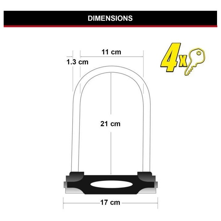 Antivol Vélo U - MASTER LOCK - 8195EURDPROCOLWR - Acier Cémenté, Clé, Rouge Antivol Vélo U - MASTER LOCK - 8195EURDPROCOLWR - Acier Cémenté, Clé, Rouge