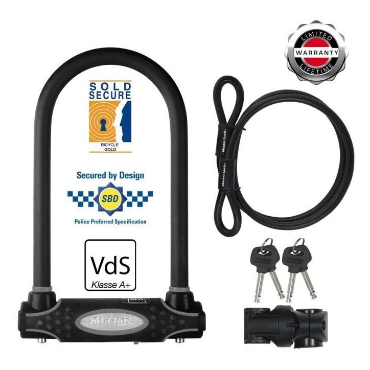 MASTER LOCK Antivol U avec Câble - A Clé MASTER LOCK Antivol U avec Câble - A Clé
