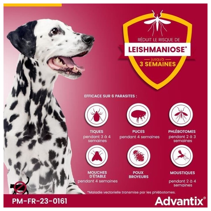 ADVANTIX Chien Solution Antiparasitaire Race Moyenne 10 a 25kg 6 pipettes ADVANTIX Chien Solution Antiparasitaire Race Moyenne 10 a 25kg 6 pipettes