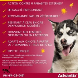 ADVANTIX Chien Solution Antiparasitaire Race Moyenne 10 a 25kg 6 pipet