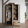 Armoire - Décor Chene Artisan / Noir - 3 portes - L144,4 x P58,8 x H2