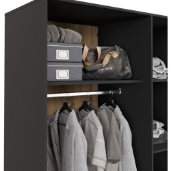 Armoire - Décor Chene Artisan / Noir - 3 portes - L144,4 x P58,8 x H2