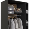 Armoire - Décor Chene Artisan / Noir - 3 portes - L144,4 x P58,8 x H2