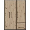 Armoire - Décor Chene Artisan / Noir - 3 portes - L144,4 x P58,8 x H2