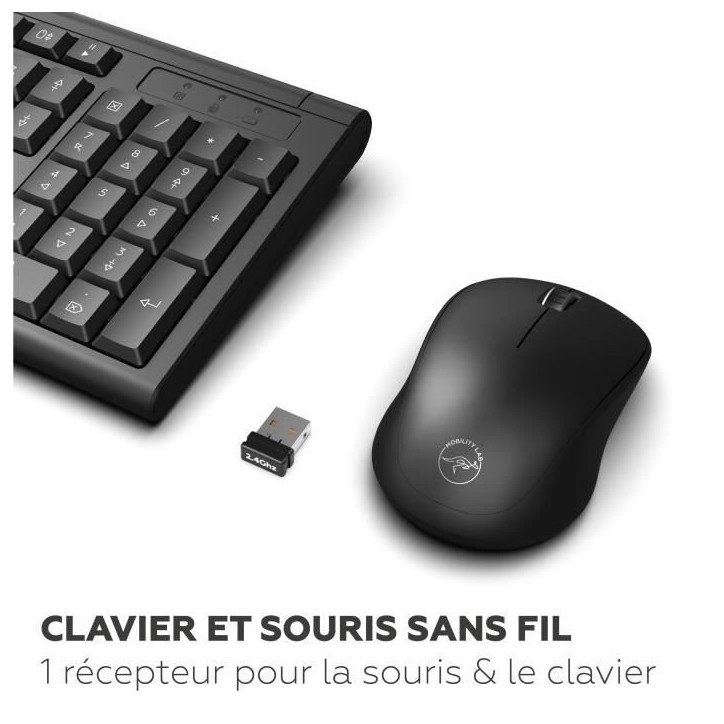 Ensemble clavier souris - MOBILITY LAB - Alpha - Ergonomique - Sans fil - Pavé numérique intégré Ensemble clavier souris - MOBILITY LAB - Alpha - Ergonomique - Sans fil - Pavé numérique intégré