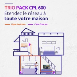 Kit CPL - STRONG - CPL 600 Pack de 3 - 600 MB - Prise Filtrée, 3 Adap