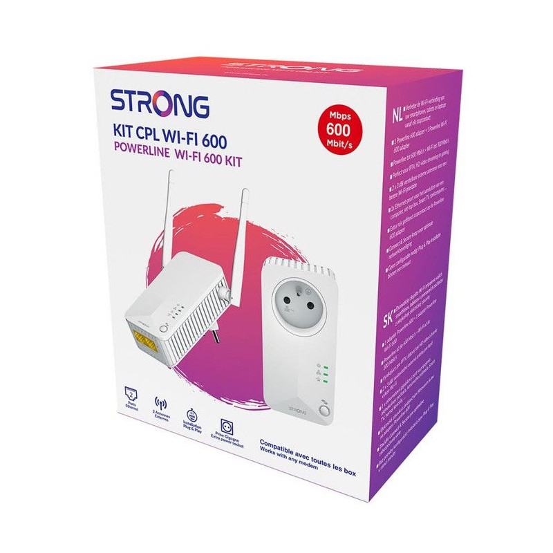 Kit CPL - STRONG - Powerline Wi-Fi 600 Duo - Module Wi-Fi, Point d'Acc Kit CPL - STRONG - Powerline Wi-Fi 600 Duo - Module Wi-Fi, Point d'Acc