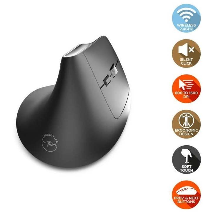 Souris Ergonomique sans fil - MOBILITY LAB - ML313139 - Plug & Play, pas besoin de driver