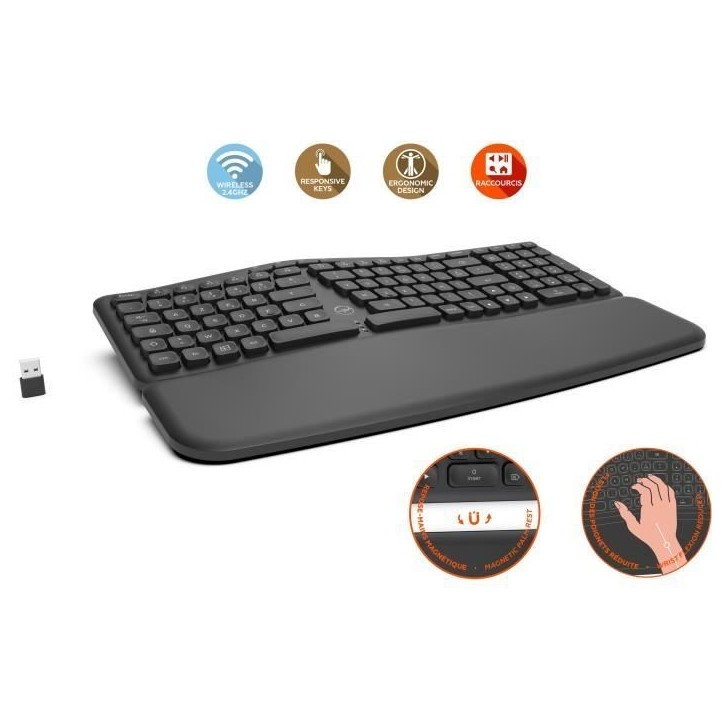 Clavier sans fil ergonomique - MOBILITY LAB - ML313153 - Touches concaves - Windows Clavier sans fil ergonomique - MOBILITY LAB - ML313153 - Touches concaves - Windows