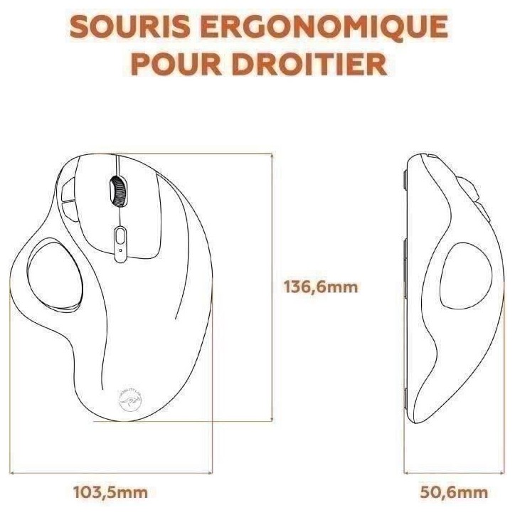 Souris sans fil - MOBILITY LAB - Trackball - Noir