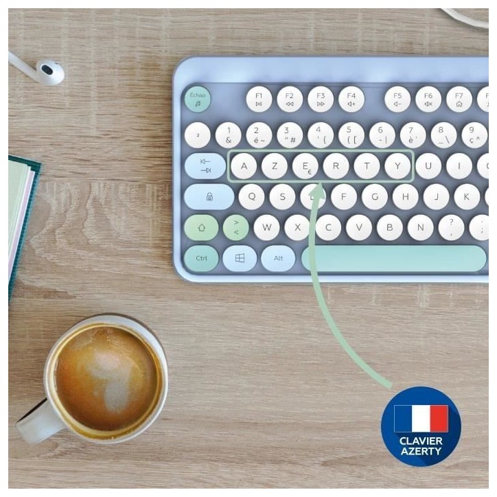 Ensemble clavier souris - MOBILITY LAB - Pure color - Sans fil - Pavé numérique intégré - Bleu