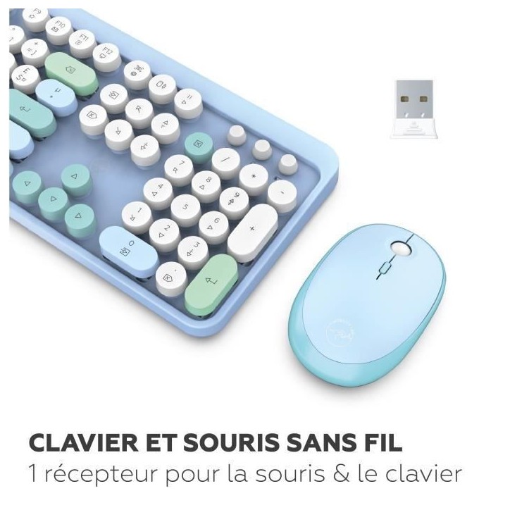 Ensemble clavier souris - MOBILITY LAB - Pure color - Sans fil - Pavé numérique intégré - Bleu