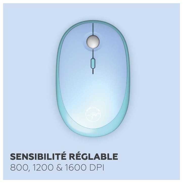 Ensemble clavier souris - MOBILITY LAB - Pure color - Sans fil - Pavé numérique intégré - Bleu