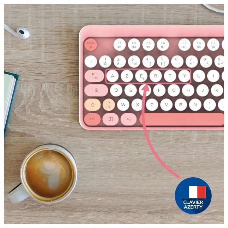 Ensemble clavier souris - MOBILITY LAB - Pure color - Sans fil - Pavé numérique intégré - Rose