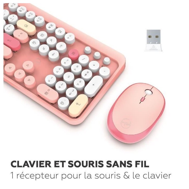 Ensemble clavier souris - MOBILITY LAB - Pure color - Sans fil - Pavé numérique intégré - Rose