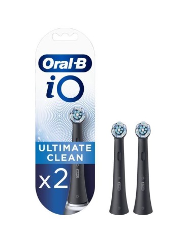 Brossettes de Rechange Oral-B iO Ultimate Clean - Pack de 2 - Elimination de la plaque dentaire - Noir