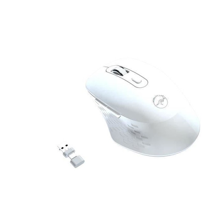 Souris sans fil - MOBILITY LAB - Omega - Bluetooth et récepteur 2,4GHz - Blanc - Clics silencieux - Précision réglable Souris sans fil - MOBILITY LAB - Omega - Bluetooth et récepteur 2,4GHz - Blanc - Clics silencieux - Précision réglable